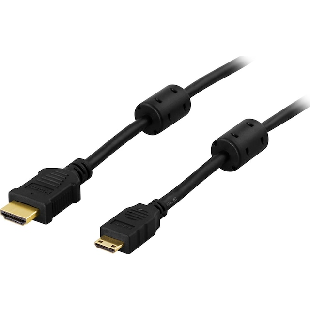 DELTACO HDMI-kabel, v1.4+Ethernet, 19-pin ha-Mini ha, 1080p, svart, 5m