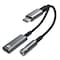 USB C til 3,5 mm hodetelefon- og laderadapter Grå