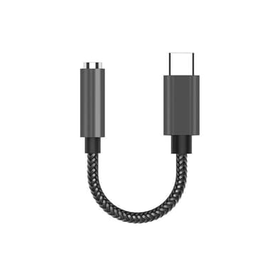 USB C til 3,5 mm hodetelefonkontaktadapter Sort