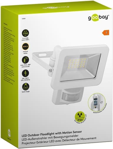Goobay LED-spotlight for utendørs bruk, 20 W, med bevegelsesdetektor