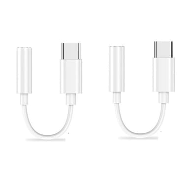 USB C til 3,5 mm hodetelefonkontaktadapter 2-pak Hvit
