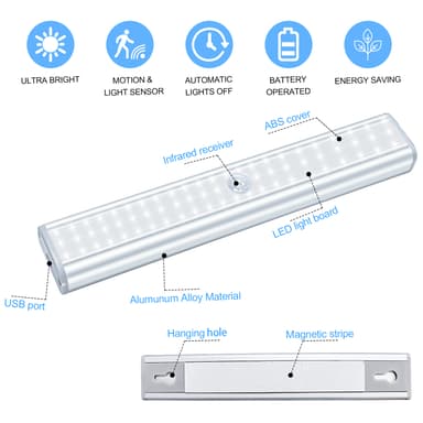 LED-bevegelsessensor Nattlys 3 Lysstyrke 3000 K Varm hvit