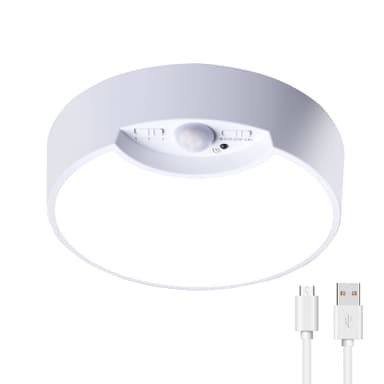 LED bevegelsessensor nattlys USB oppladbart Hvit