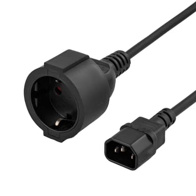 DELTACO apparatadapter, IEC C14 hane till CEE 7/4 (Schuko) hona, 1m