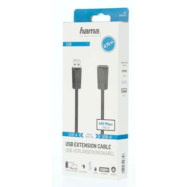 HAMA USB Forlengelseskabel 480 Mbit/s 0,75m Svart
