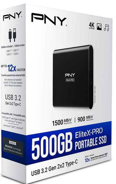 PNY EliteX-PRO USB 3.2 Gen 2x2 Type-C bærbar SSD 500GB