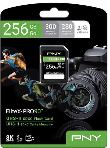 PNY 256GB X-PRO 90 Class 10 U3 V90 UHS-II SD Flash minnekort