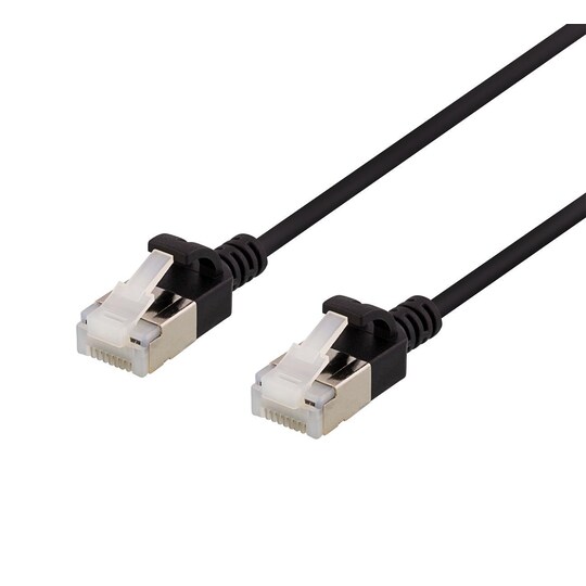 deltaco U/FTP Cat6a patch cable, slim 3.8mm in diameter, 1.5m, black