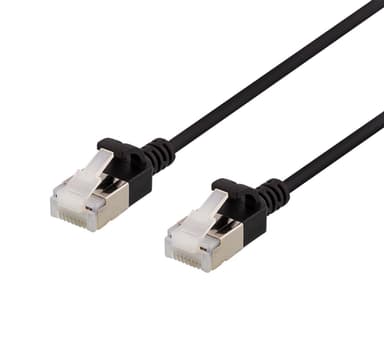 deltaco U/FTP Cat6a patch cable, slim 3.8mm in diameter, 1.5m, black