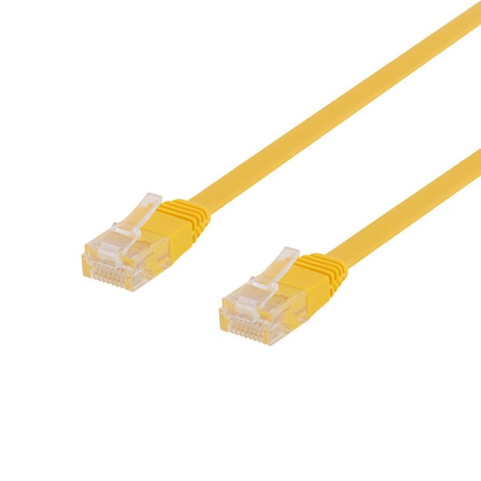 deltaco U/UTP Cat6 patch cable, flat, 5m, 250MHz, yellow