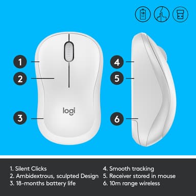 Logitech M220 Silent trådløs mus (hvit)