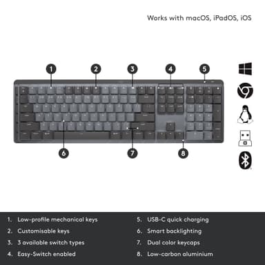 Logitech MX Mechanical trådløst tastatur (grafitt)