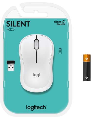 Logitech M220 Silent trådløs mus (hvit)