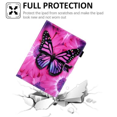 Apple iPad 10.9 2022 Sammenleggbart Veske Kortholder - Rosa Sommerfugl