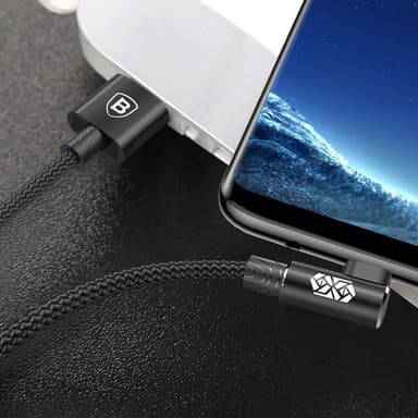 BASEUS 2 meter mikro-USB-kabel nylon vinklet - svart