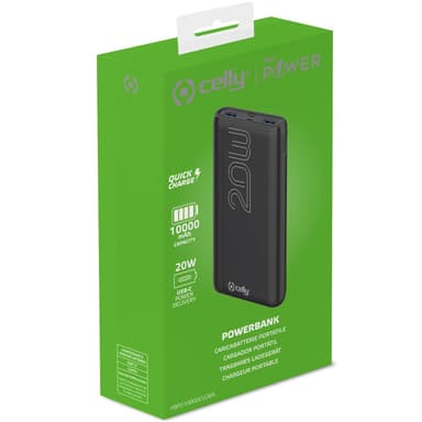Celly PowerBank PD 20W 10 000 mAh Sort