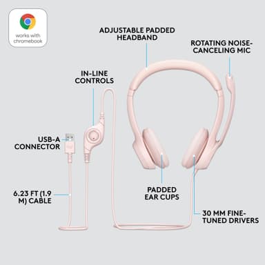 Logitech H390 USB headset (rosa)