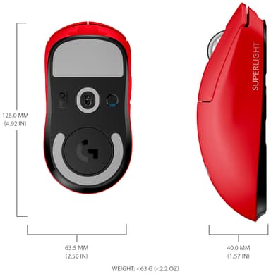 Logitech G Pro X Superlight trådløs gamingmus (rød)