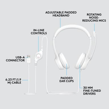 Logitech H390 USB headset (hvit)