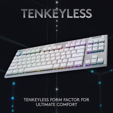 Logitech G915 Lightspeed tenkeyless trådløst gamingtastatur (hvit)