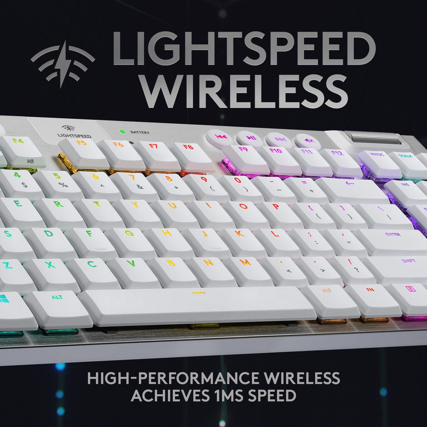 Logitech G915 Lightspeed tenkeyless trådløst gamingtastatur (hvit)