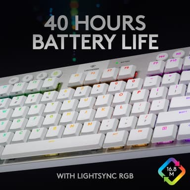 Logitech G915 Lightspeed tenkeyless trådløst gamingtastatur (hvit)