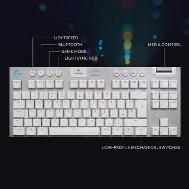 Logitech G915 Lightspeed tenkeyless trådløst gamingtastatur (hvit)