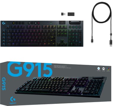 Logitech G915 Lightspeed trådløst gamingtastatur (GL Tactile-brytere)