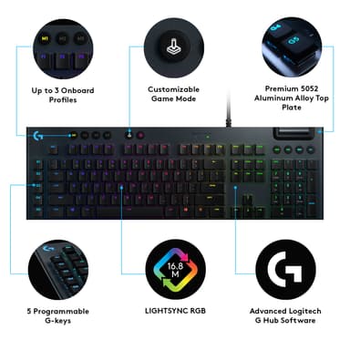 Logitech G815 gamingtastatur (GL Tactile-brytere)