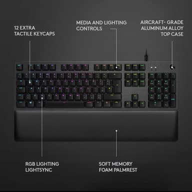 Logitech G513 spilltastatur (Romer-G taktile taster)