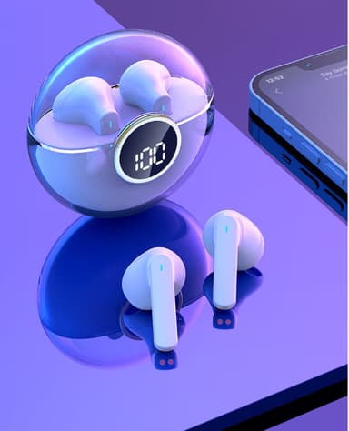 Trådløse ørepropper Bluetooth 5.3 RGB Hvit