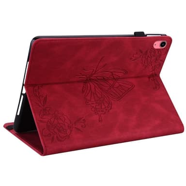 Apple iPad 10.9 2022 Sammenleggbart Veske Kortholder Sommerfugl - Rød