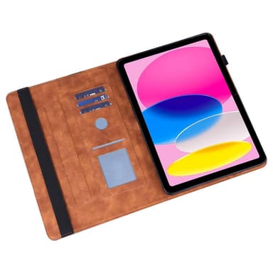 Apple iPad 10.9 2022 Sammenleggbart Veske Kortholder Blomster - Brun