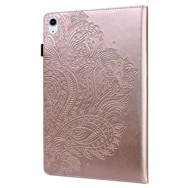 Apple iPad 10.9 2022 Sammenleggbart Veske Kortholder Blomster - Rose Gull