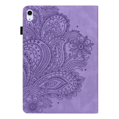 Apple iPad 10.9 2022 Sammenleggbart Veske Kortholder Blomster - Lilla
