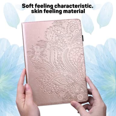 Apple iPad 10.9 2022 Sammenleggbart Veske Kortholder Blomster - Rose Gull