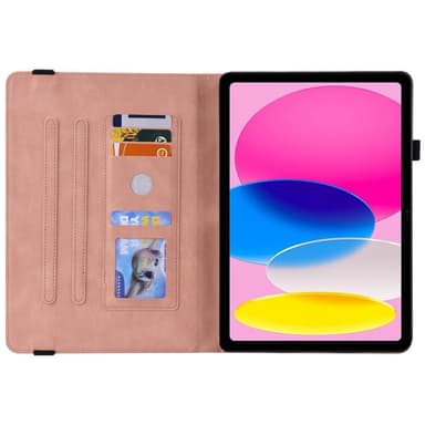 Apple iPad 10.9 2022 Sammenleggbart Veske Kortholder Sommerfugl - Rosa