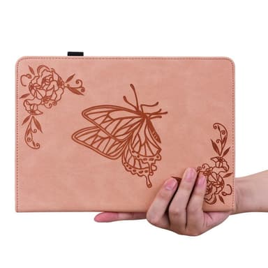 Apple iPad 10.9 2022 Sammenleggbart Veske Kortholder Sommerfugl - Rosa