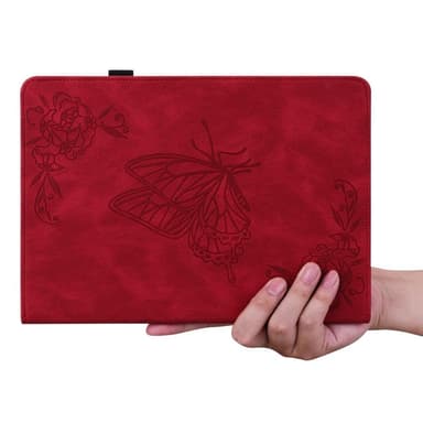 Apple iPad 10.9 2022 Sammenleggbart Veske Kortholder Sommerfugl - Rød