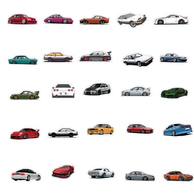 JDM Car Stickers 100-Pack Flerfarget