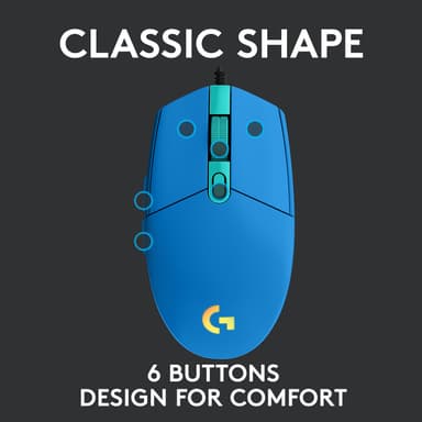 Logitech G203 USB Bluetooth Lightsync gamingmus (blå)
