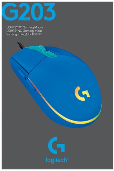 Logitech G203 USB Bluetooth Lightsync gamingmus (blå)