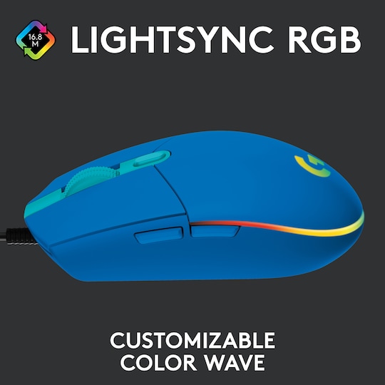 Logitech G203 USB Bluetooth Lightsync gamingmus (blå)