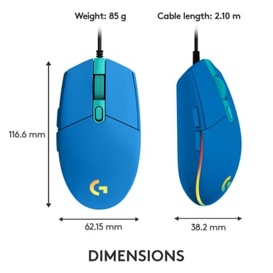 Logitech G203 USB Bluetooth Lightsync gamingmus (blå)