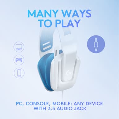 Logitech G335 gaming headset (hvit)