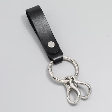 Nøkkelring i skinn Sort