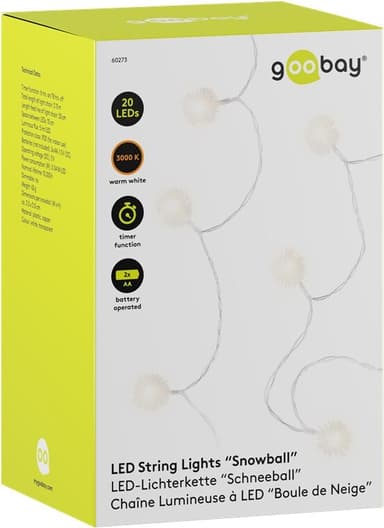 Goobay 20 LED lysstreng ""Snøball""