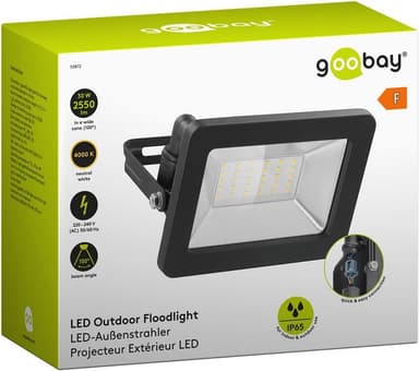 Goobay LED-spotlight for utendørs bruk, 30 W