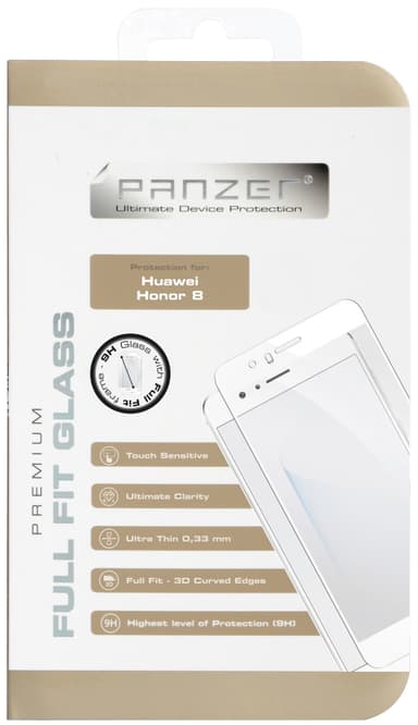 Panzer Full-Fit skjermbeskytter Huawei Honor 8 (hvit)