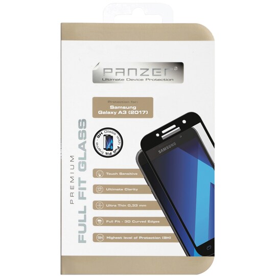 Panzer Galaxy A3 2017 full-fit skjermbeskyttelse (sort)